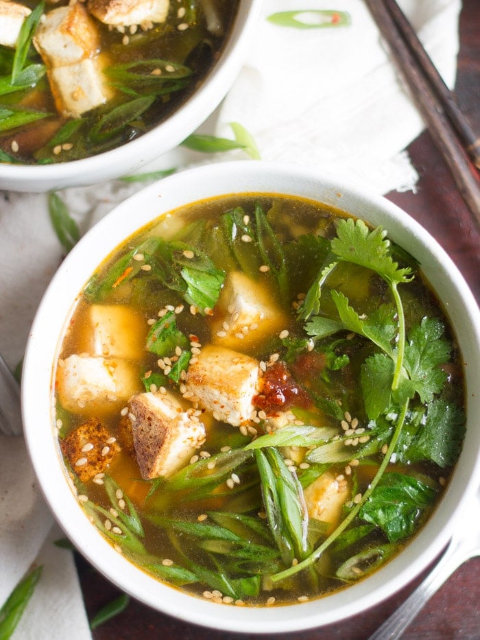Vegan Hot and Sour Soup with Bok Choy