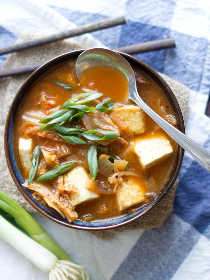 Kimchi Stew with Tofu and Shiitakes - Connoisseurus Veg