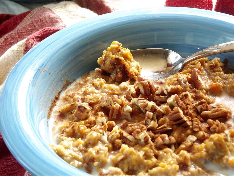 Close Up of Sweet Potato Oatmeal in a Bowl