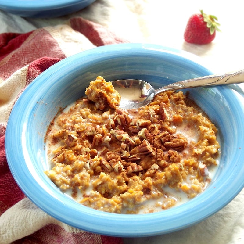 Bowl of Sweet Potato Oatmeal with Spoon