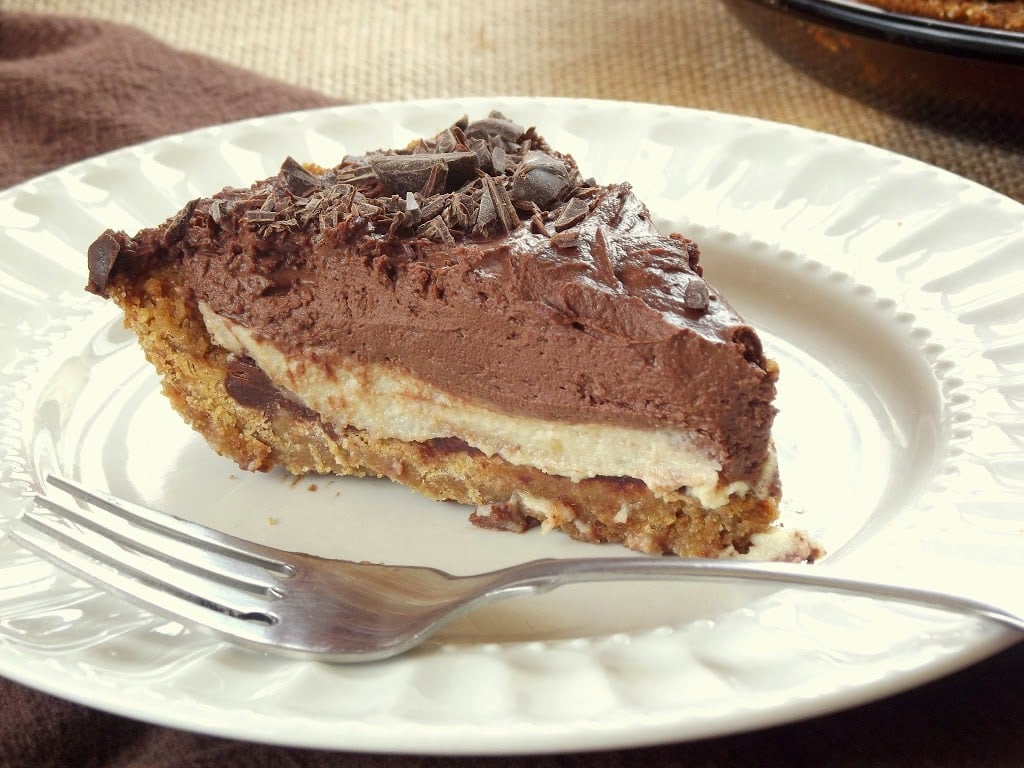 Slice of Vegan Mud Pie on a Plate with Fork