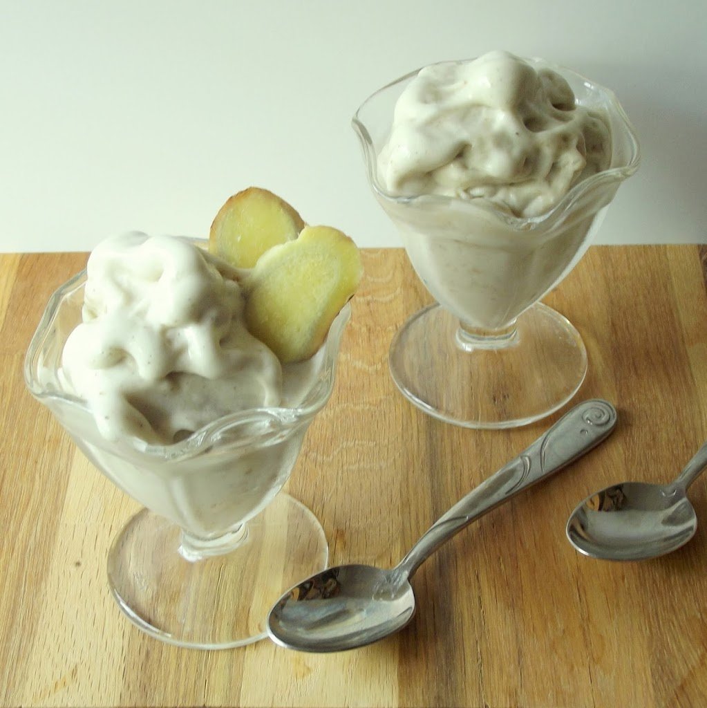 Two Dishes of Ginger Banana Whip with Spoons