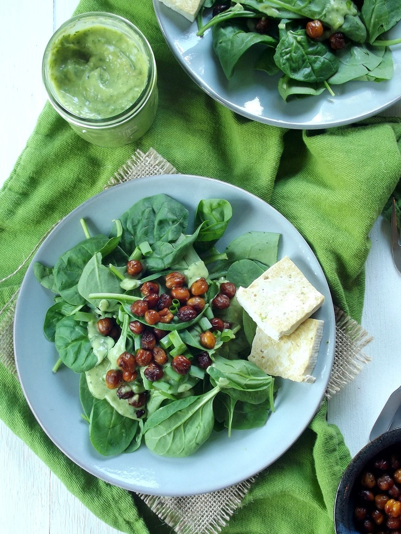 vegan spinach salad portrait 2