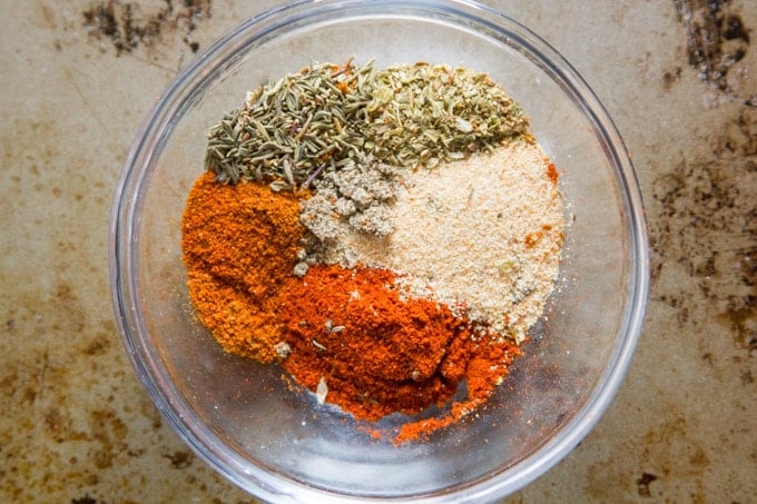 Cajun Spices in a Bowl for Making Blackened Cauliflower Soup