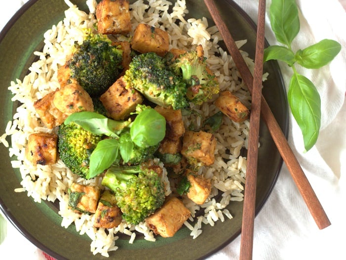 Peanut Butter Basil Tempeh with Broccoli