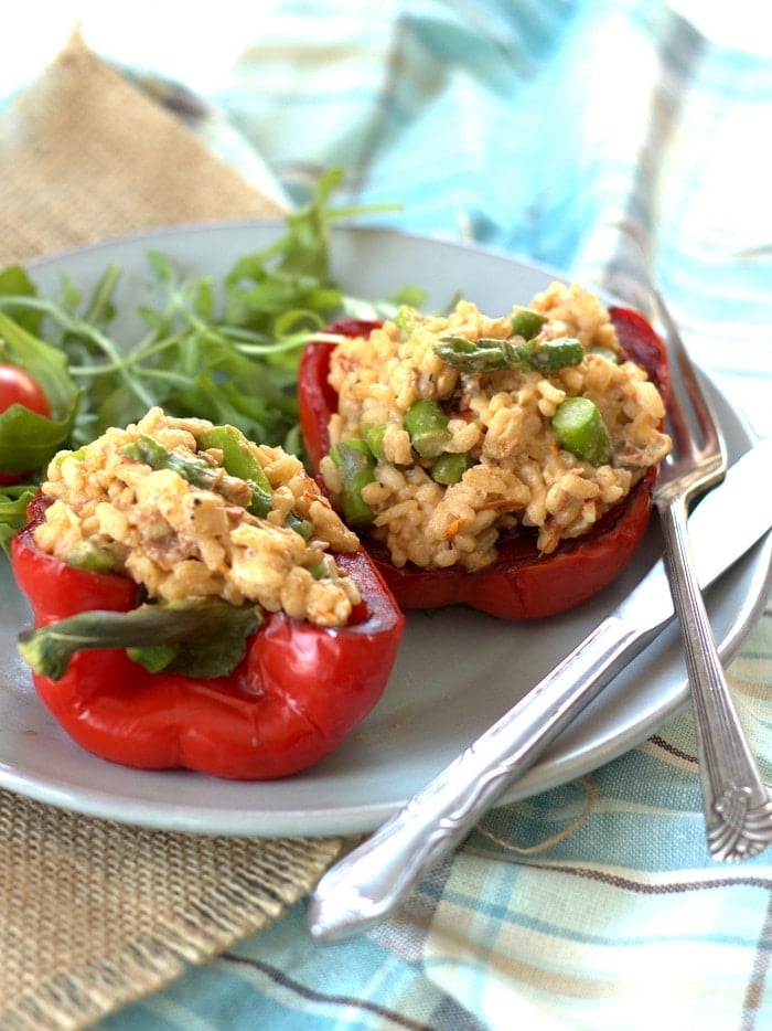 Vegan Risotto Stuffed Peppers