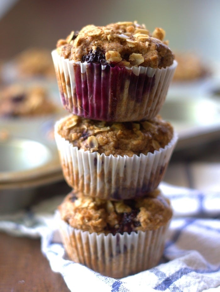 Vegan Blackberry Muffins with Oatmeal Streusel Topping