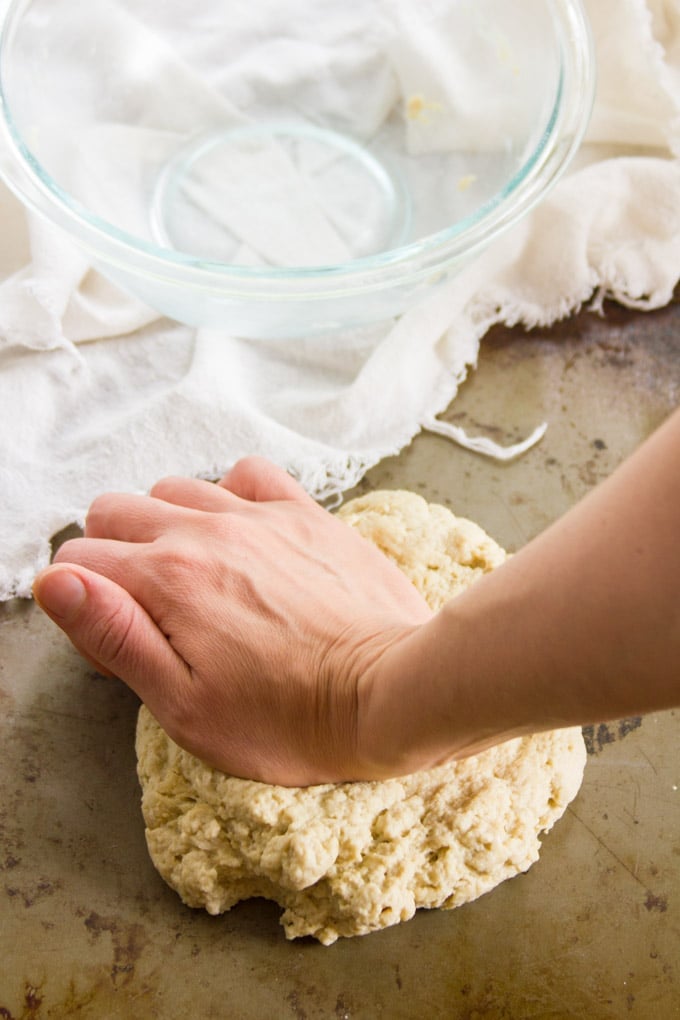Hand Kneading Dough to Make Seitan