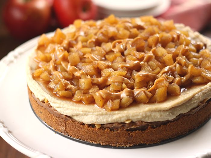 Caramel Apple Vegan No-Bake Cheesecake