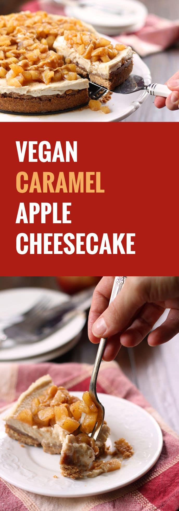 Caramel Apple Vegan No-Bake Cheesecake