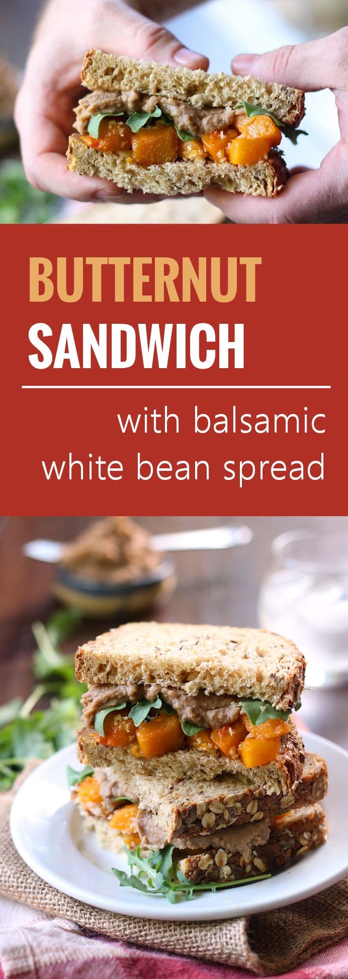 Roasted Butternut Squash Sandwiches with Balsamic White Bean Spread