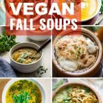 Collage Showing 6 Vegan Soups