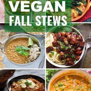 Collage Showing 6 Vegan Fall Stews
