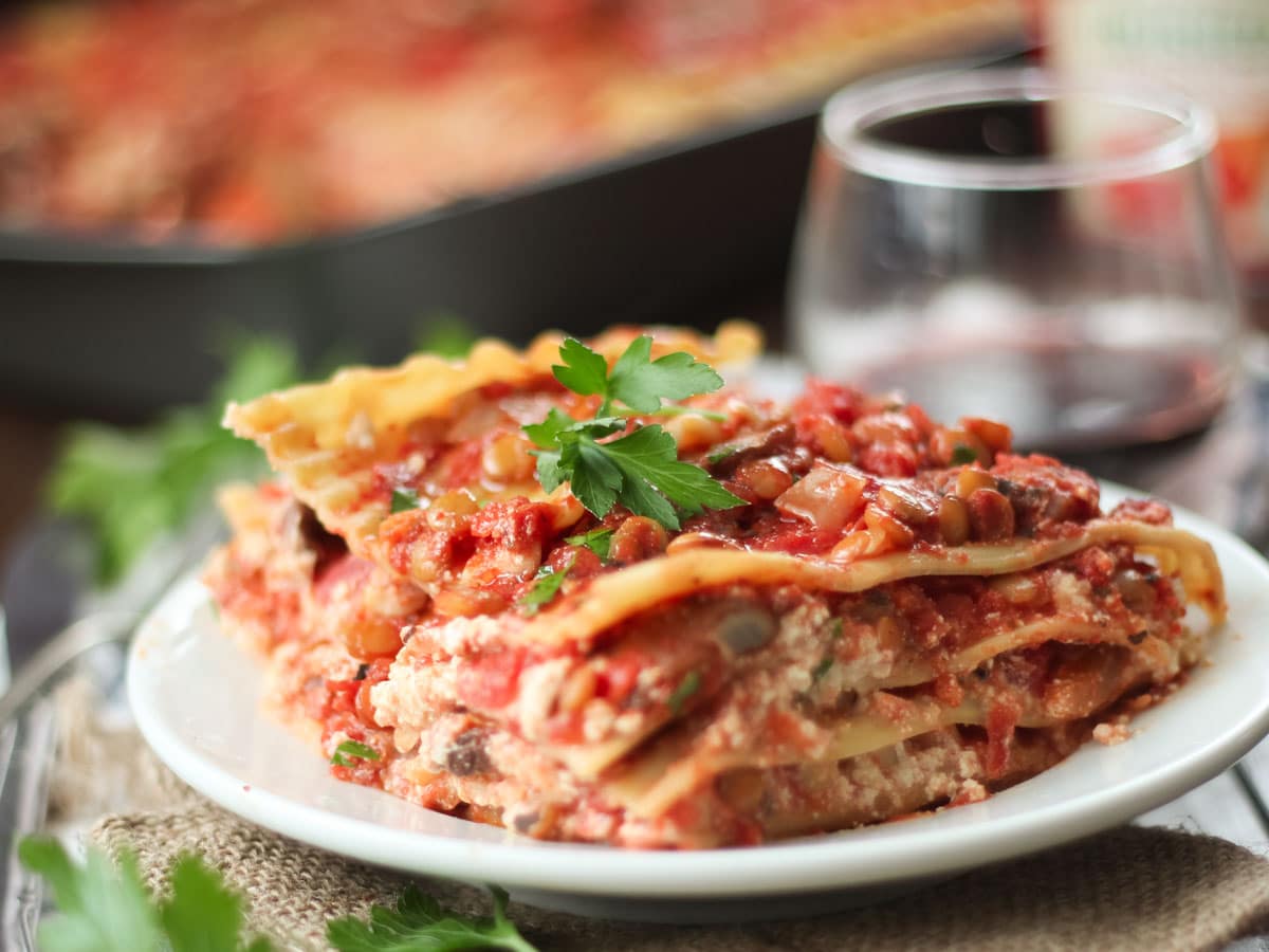 Vegan Mushroom Lentil Lasagna