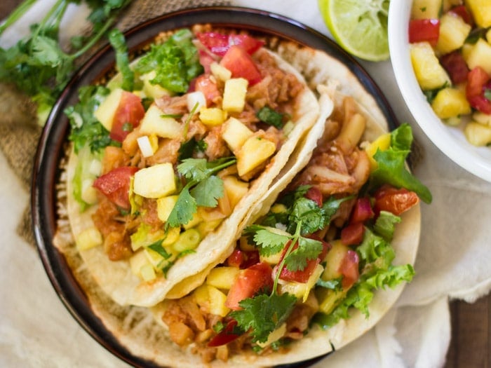 Vegan Pulled Pork Tacos with Pineapple Salsa