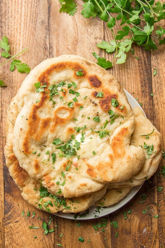 Vegan Naan on a Wooden Table
