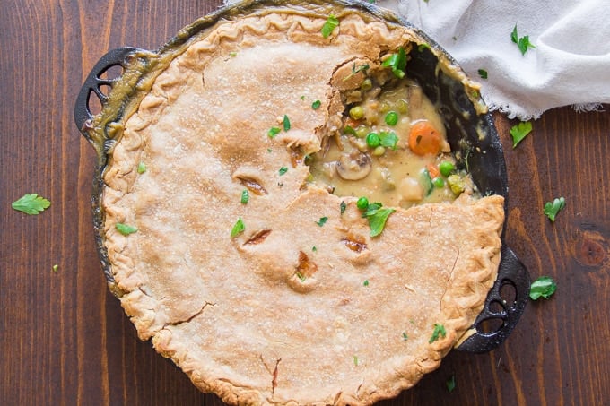 Vegan Pot Pie with a Slice Removed