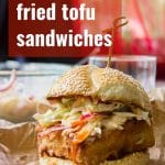 "Chicken" Fried Tofu Sandwiches with Spicy Buffalo Slaw