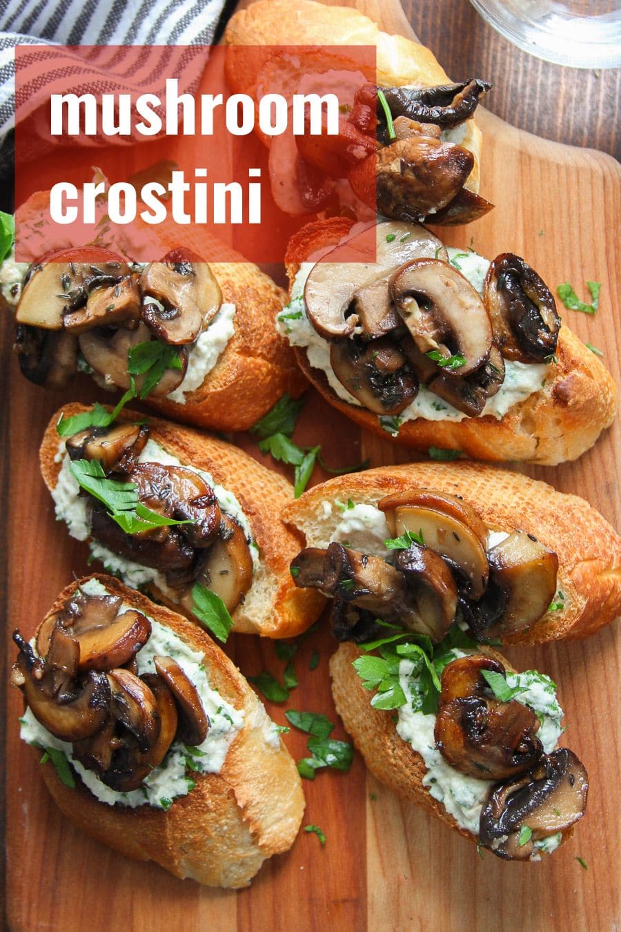 Mushroom Crostini with Herbed Cashew Cheese - Connoisseurus Veg