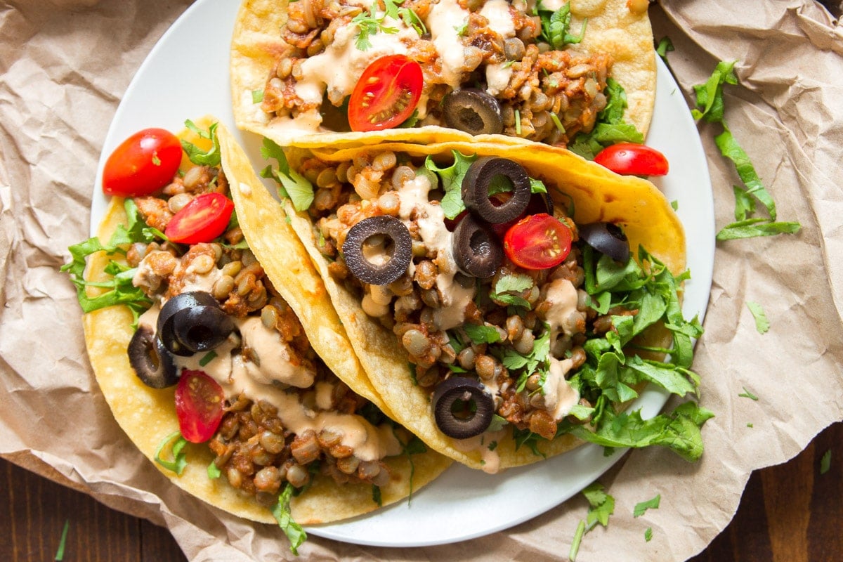 Easy Lentil Tacos with Cashew Queso