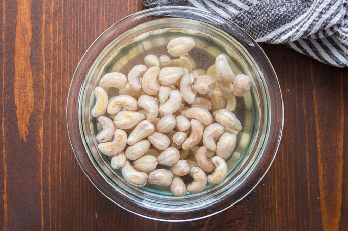 Cashew Cream Soaking in a Bowl of Water