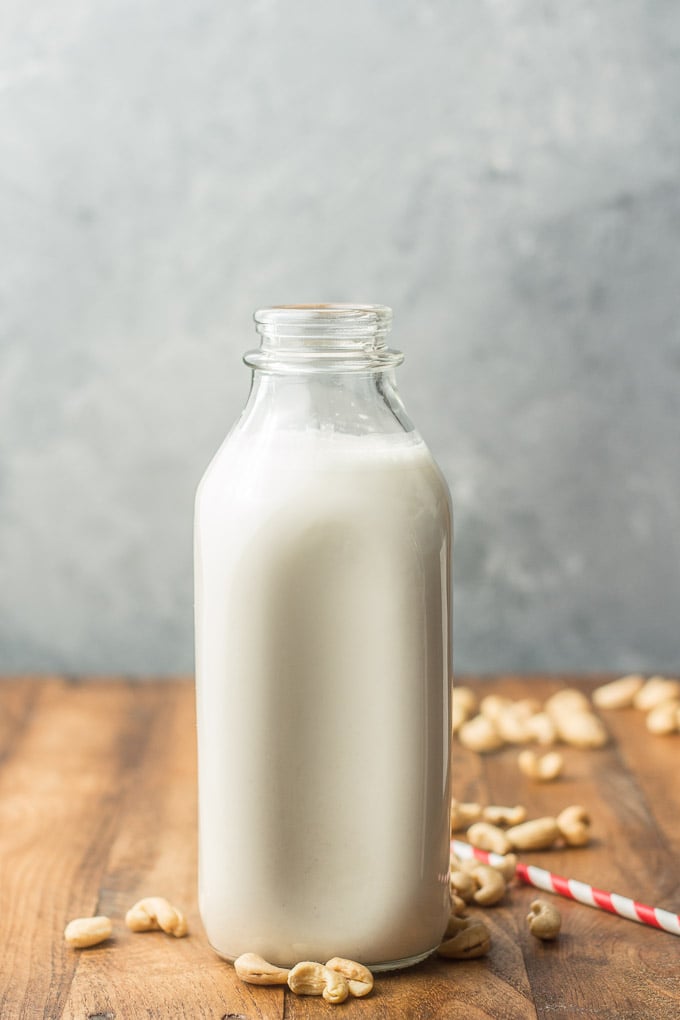 Bottle of Cashew Milk Sitting on a Table