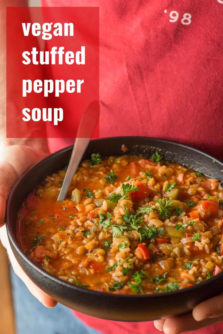 Vegan Stuffed Pepper Soup - Connoisseurus Veg