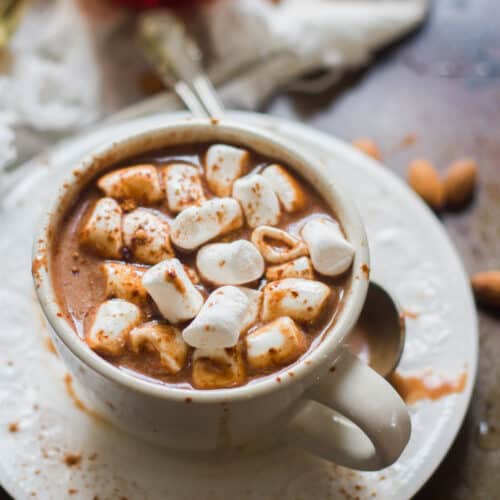 Cup of Vegan Hot Chocolate with Marshmallows on Top