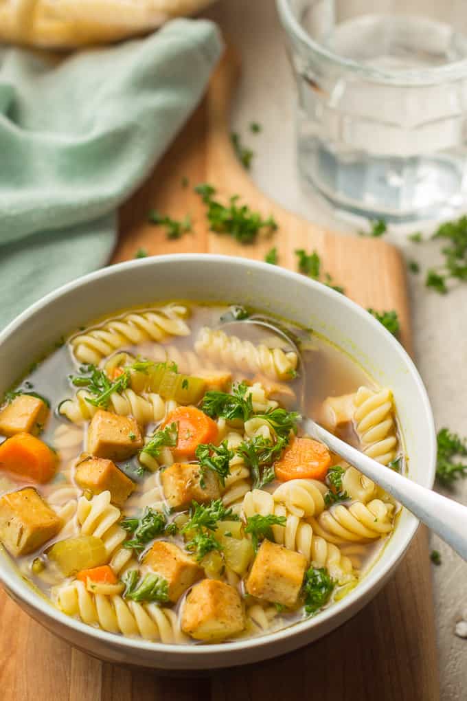 Vegan Chicken Noodle Soup - Connoisseurus Veg