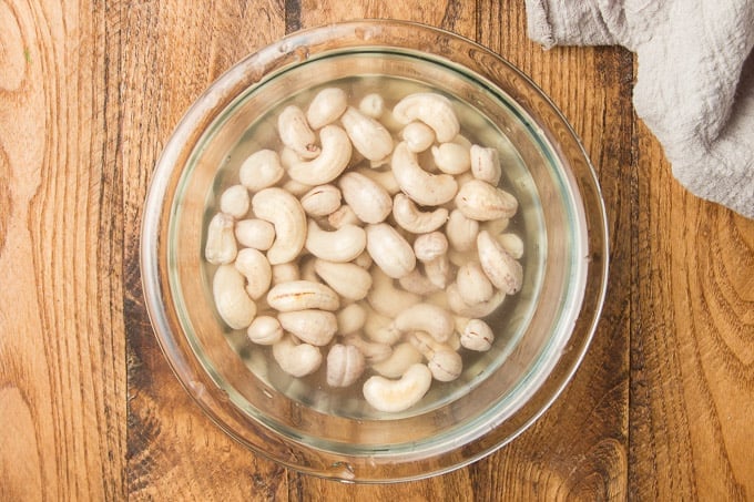 Cashews Soaking in a Bowl of Water