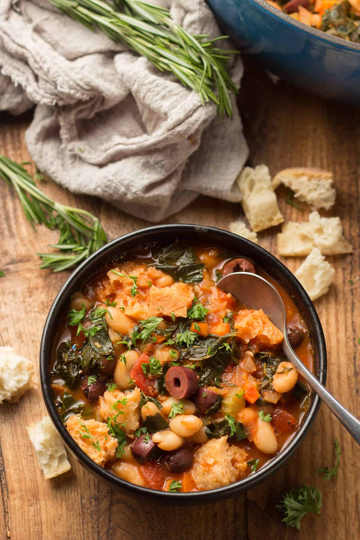 Bowl of Ribollita with a Spoon