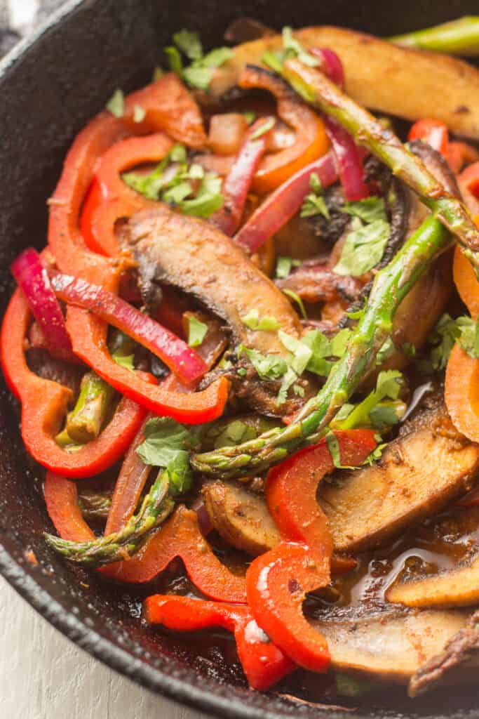 Close Up of Cooked Veggies in a Skillet
