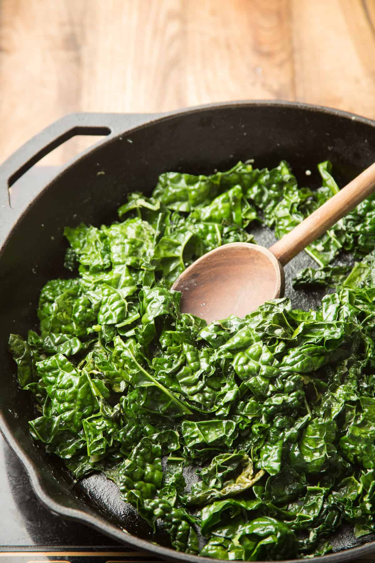 Wilted Kale in a Skillet