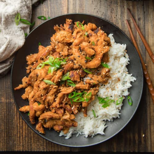 Plate of Vegan Bulgogi Over Rice