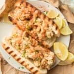 Plate of Vegan Lobster Rolls and Lemon Slices