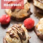 Vegan Coconut Macaroons with text overlay reading "Vegan Coconut Macaroons".