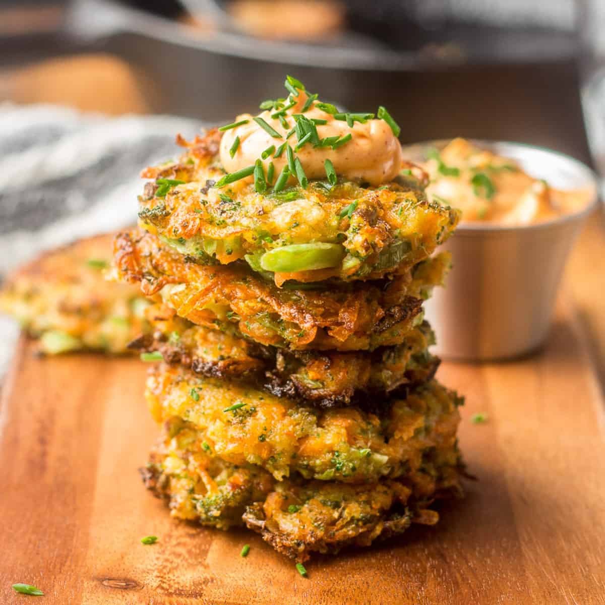 Easy Vegetable Fritters with Chipotle Mayo