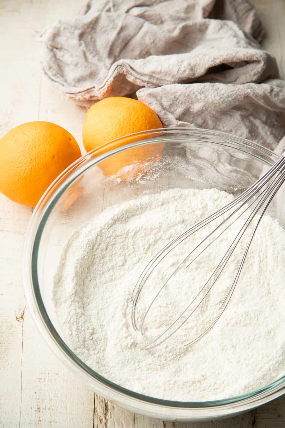 Mix the dry cake ingredients in a mixing bowl.