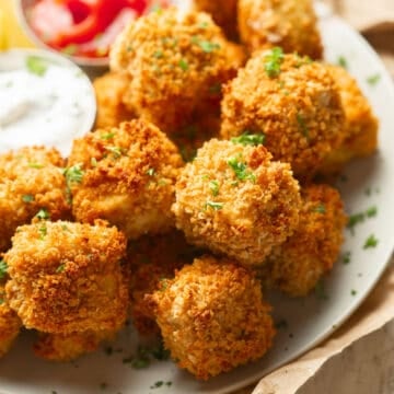 Baked Tofu Nuggets on a dish.