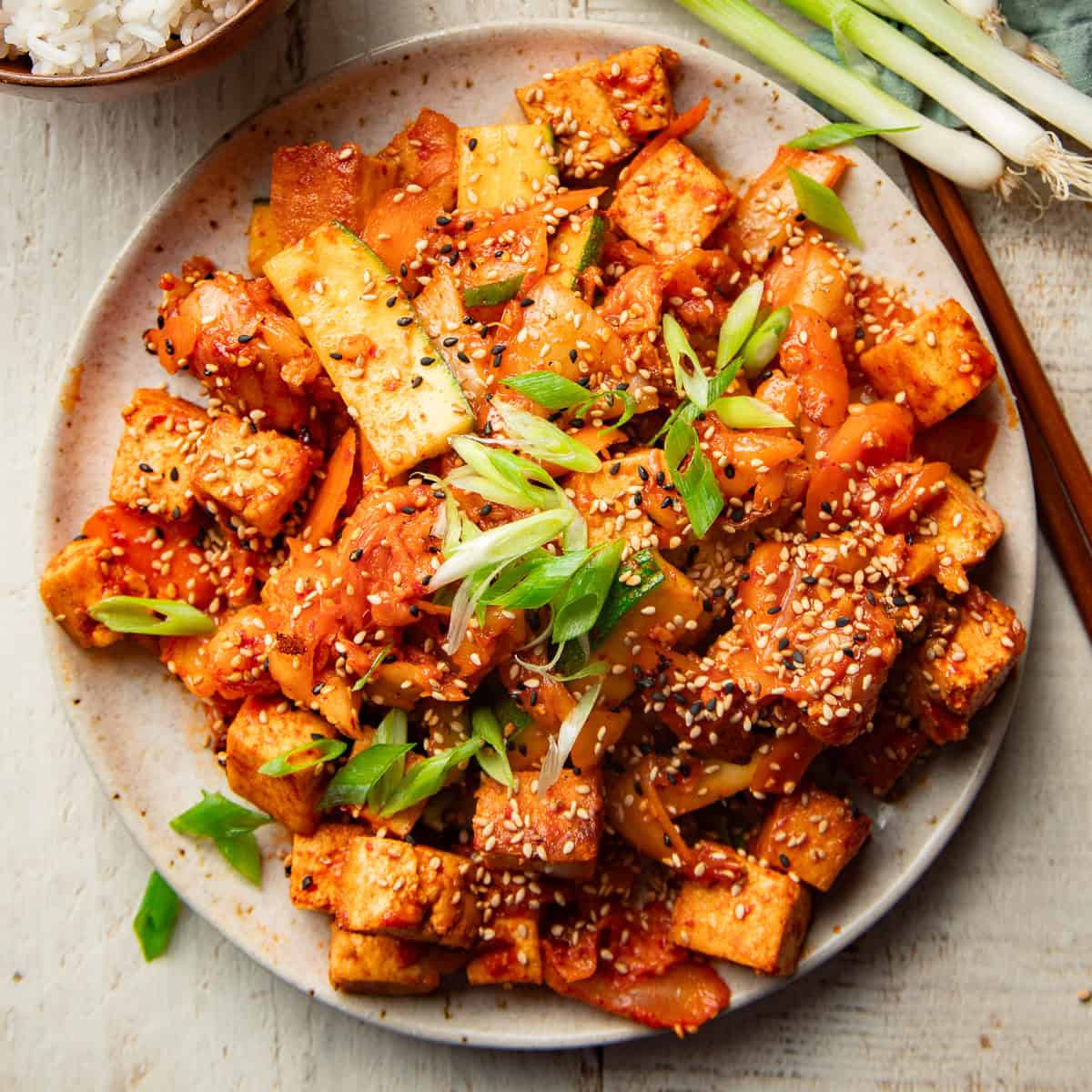 Kimchi Stir-Fry with Tofu & Veggies