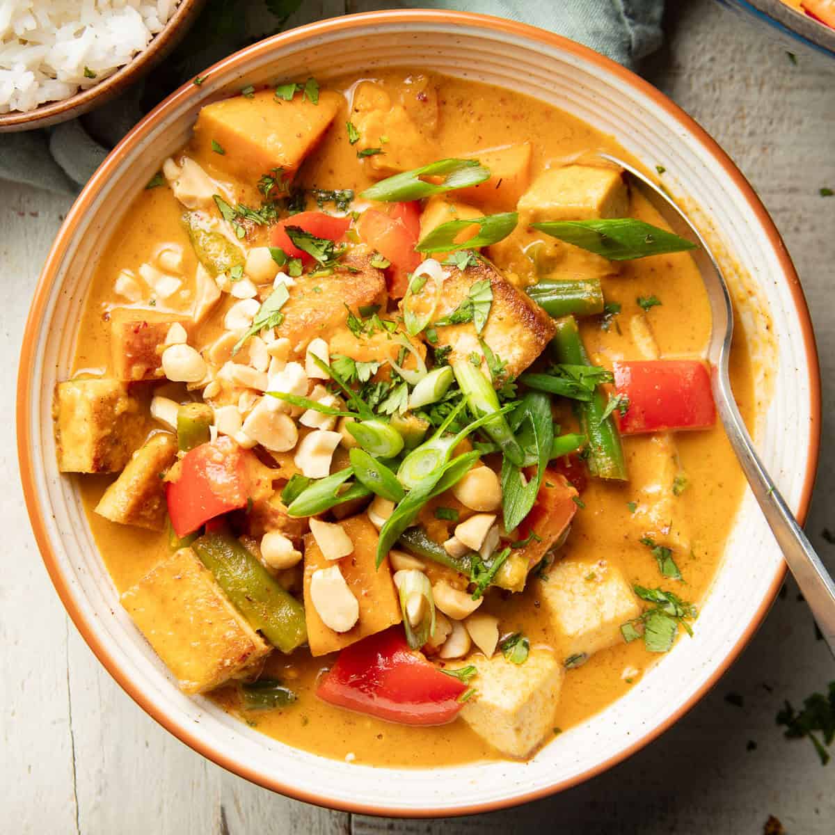 Vegan Massaman Curry with Sweet Potatoes and Tofu