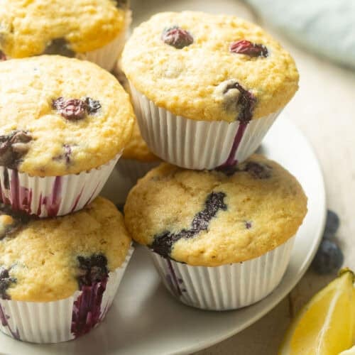 Blueberry Quinoa Muffins on a plate.