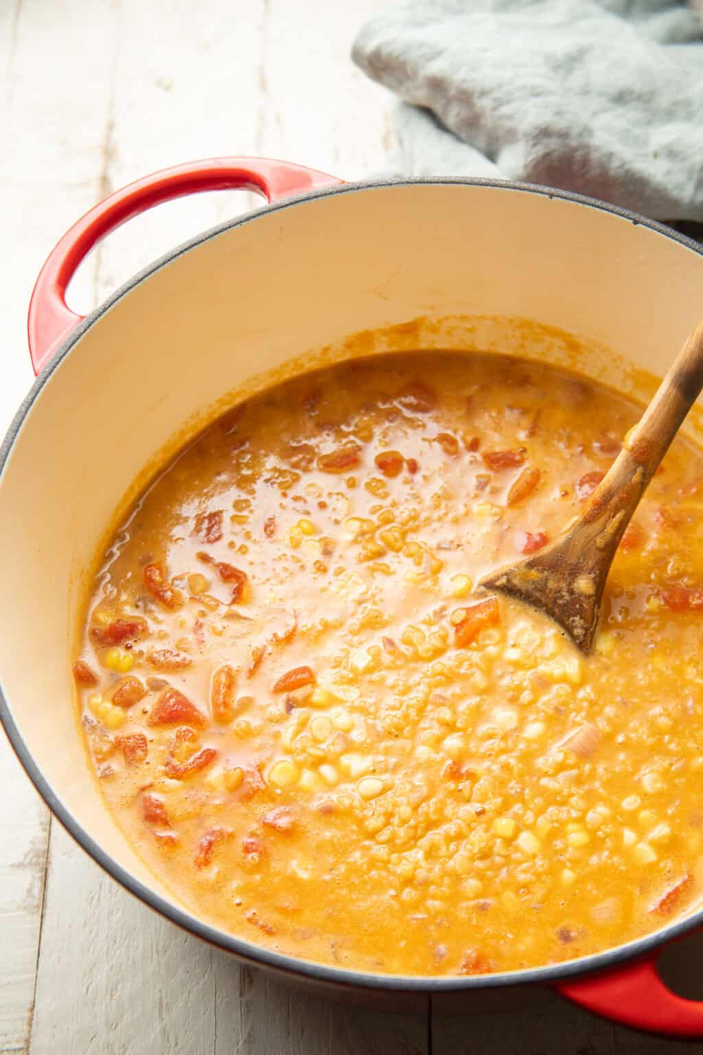 Red Corn Chowder Red Lentil Corn Chowder - Connoisseurus Veg