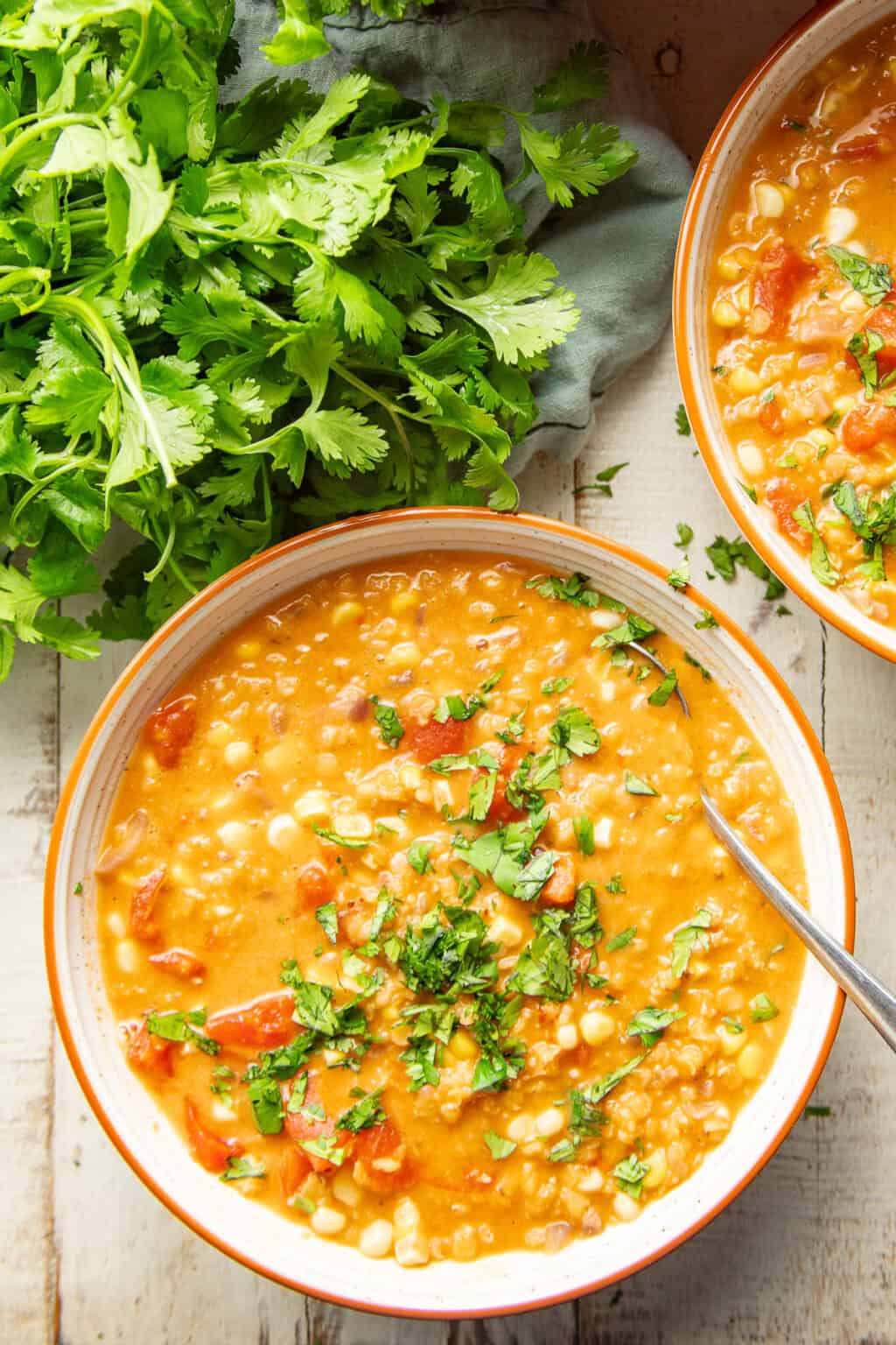 Red Corn Chowder Red Lentil Corn Chowder - Connoisseurus Veg