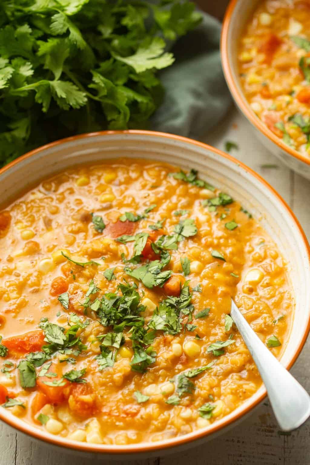 Red Corn Chowder Red Lentil Corn Chowder - Connoisseurus Veg