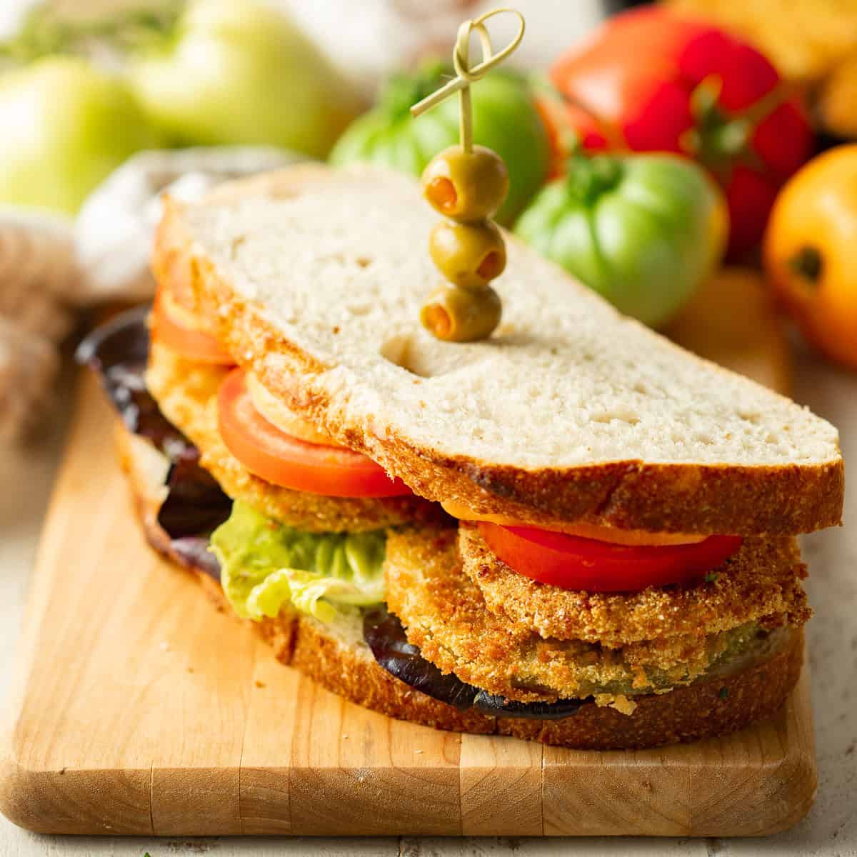 Fried Green Tomato Sandwiches with Pimento Cashew Cheese