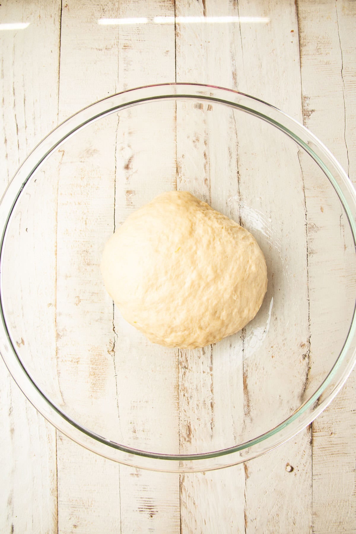 Vegan Strawberry Roll dough in a bowl before rising.