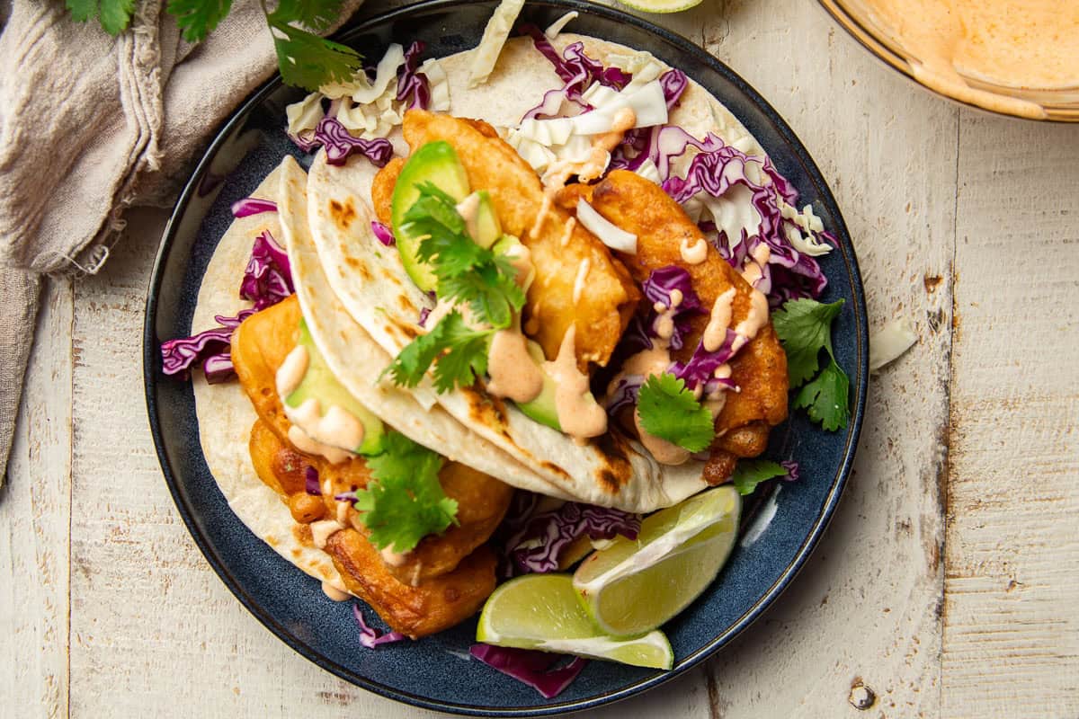 Vegan Beer-Battered Fish Tacos