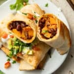 Plate of Butternut Squash Black Bean Chimichangas.