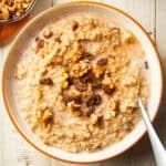 Bowl of Slow Cooker Oatmeal with spoon.